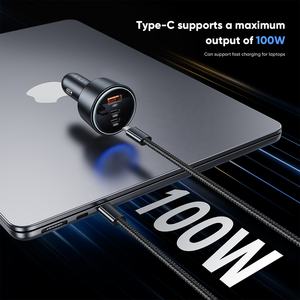 <span class=keywords><strong>VIDVIE</strong></span> LED Light Dual <span class=keywords><strong>Tipo</strong></span> <span class=keywords><strong>C</strong></span> 100W USB 60W <span class=keywords><strong>Cargador</strong></span> de coche de carga rápida para computadoras portátiles Teléfonos móviles - Product Image 4