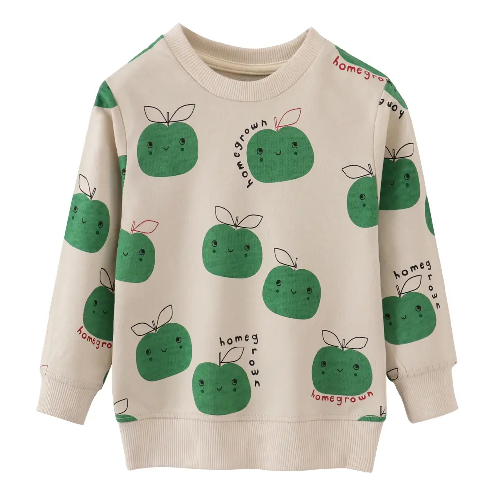 H00181 New Arrival Apples Print Girls Sweatshirts Hot Selling Shirts Long Sleeve Autumn Tops