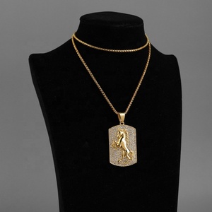 Colliers pendentifs motif cheval, plaqué or PVD, breloques en cristal CZ, bijoux en acier inoxydable pour fournisseurs - Product Image 5