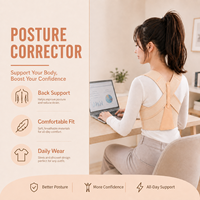 Correcteur de posture pour femmes en nylon ultra doux, sans pression sous les aisselles, fin et invisible sous les vêtements, soutien dorsal supérieur pour la maison et le bureau