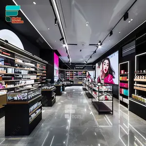 Cosmetics Displays Perfume Display Shelves Gold Wig Display Beauty Cosmetics Shop Fitting