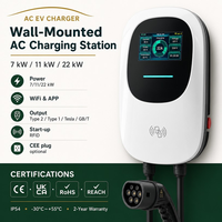 Chargeur de voiture électrique 7kW 11kW 22kW Type 2 32A 220V 400V Smart Wifi OCPP CE TUV RFID pour usage domestique et public, niveau 2, AC triphasé 1