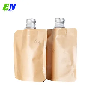 Foil Bag Custom Printed Foil Lined Refill Package Tea Edible Oil Food Beverage Kraft Paper Spout Pouch Bags 500ml