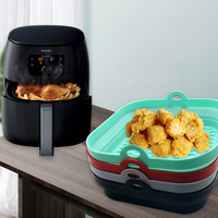 Tapis de cuisson carré pliable en silicone pour friteuse à air, résistant aux hautes températures, réutilisable, pour four, avec poignées épaisses