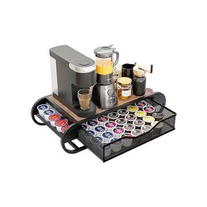 Organisateur de capsules de café en bois brun rustique au design unique et nouveau, porte-capsules K Cup, tiroirs pour capsules de café, organiseur de capsules de café - Product Image 5