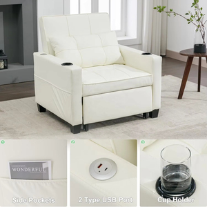 Ghế sofa phòng khách hình chữ L kiểu Ý, kèm ghế Ottoman gấp gọn, ghế sofa đơn sang trọng, ghế ngủ giả da, mẫu thử miễn phí - Product Image 3