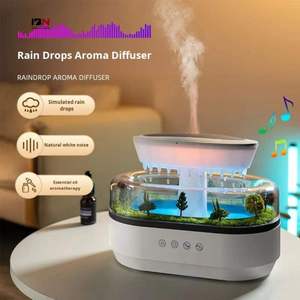 Rain Drop Aroma Humidificador White Noise Ultrasonic Aromatherapy Humidifier <b>Diffuser</b> with Night Light for Home and Bedroom Use - Product Image 2