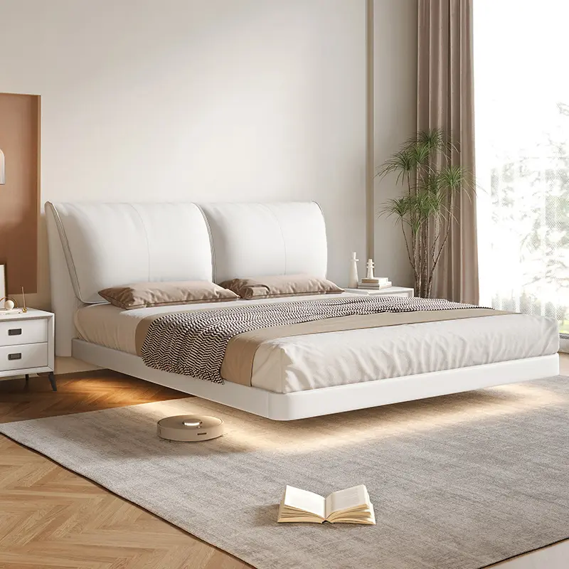 Crème Stijl Olifant Oor Drijvend Bed Italiaans Licht Luxe Stijl Net Rood Bed Slaapkamer Dubbele Technologie Stof Bed
