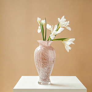 Jarrón de Flores de Vidrio Rosa Estilo Francés Vintage, Elegante Jarrón para Plantas Acuáticas, Adorno Decorativo para Mesa de Hogar - Product Image 1