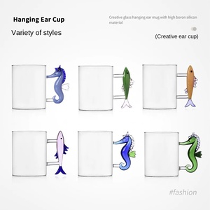 Vaso de Vidrio Creativo Tridimensional con Forma de Animal Marino, Asa y Pajita, Diseño de Animal de Dibujos Animados, Apto para Lavavajillas y <span class=keywords><strong>Microondas</strong></span>, Marca DLT - Product Image 3