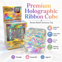 Jouet sensoriel anti-stress holographique en forme de cube, 5,5 cm, super solide, irisé, jouet de bureau, non toxique, en TPR