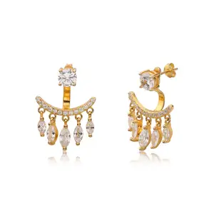 Anting besar wanita Bohemian, anting-anting besar berlapis emas 18K berlebihan