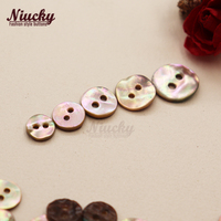 Boutons en nacre dorée Niucky Spot Supply à 2 trous, 9mm-15mm, haute brillance, naturels, à dos plat, lavables pour vêtements et décoration intérieure