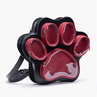 Mochila de gran capacidad con diseño original personalizado, multicapa, transparente, con diseño de huellas de perro y gato, estilo Ita Bag, para muñecas de peluche, con PU
