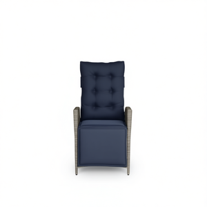 Chaise de jardin inclinable en rotin gris avec structure en acier thermolaqué pour mobilier de patio - Product Image 1