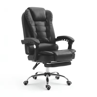 Kursi Kantor Eksekutif Modern Pijat Putar Ergonomis Kulit PU Grosir Boss dengan Sandaran Kaki dan Ketinggian yang Dapat Disesuaikan