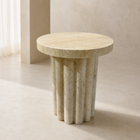 Table sur piétement en marbre blanc Arabescato de luxe pour les intérieurs d'hôtels et de villas