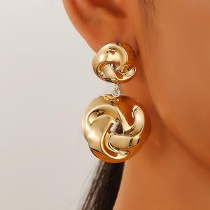 Trendy Minimalist Chunky Geometric Spiral Western Fashion Gold Alloy Rhodium Gold Plated Exaggerated Metal <b>Twisted</b> Knot <b>Shaped</b> - Product Image 3