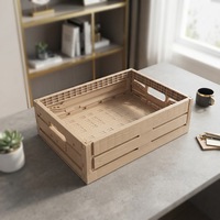 Caisse pliable en plastique imitation bois, panier de rangement pour fruits et légumes, ventilée, empilable, boîte de présentation pour la vente au détail