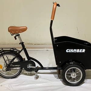 จักรยานบรรทุกของสำหรับครอบครัว โครงเหล็ก พร้อมกล่องไม้สำหรับเด็ก สีดำ - Product Image 1