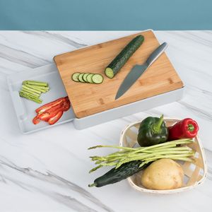 Ustensiles de cuisine polyvalents Planche à découper <span class=keywords><strong>en</strong></span> bambou ou <span class=keywords><strong>en</strong></span> <span class=keywords><strong>bois</strong></span> avec plaque de rangement Grande planche à découper coulissante épaissie pour table - Product Image 3