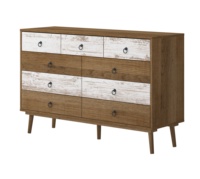 Lit en bois rétro tendance, design minimaliste et grain de bois riche, taille personnalisable