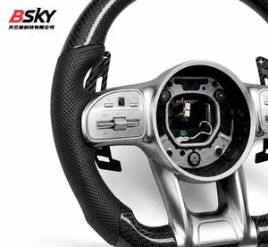 Volante Deportivo de Fibra de Carbono de Alta Calidad para <span class=keywords><strong>Mercedes</strong></span>-Benz C E S CLA <span class=keywords><strong>G</strong></span> <span class=keywords><strong>LA</strong></span> GLC GLE <span class=keywords><strong>G</strong></span> LS W205 W213 W222 W177, en Cuero - Product Image 3