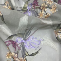 Tissu en Chiffon Jacquard Feuille Verte Élégant 100% Polyester Anti-Boulochage Style Pastoral Naturel Formel Vente en Gros Usine