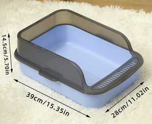 Bac à litière pour chat extra large semi-fermé de conception ouverte Matériau PP durable Toilette anti-éclaboussures de grande taille facile à nettoyer - Product Image 2