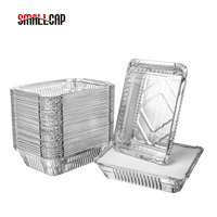 Aluminiumschalen 2.25lb 1000ml 1L 22*16*5cm 2 Portion Aluminium Foil Food Container Tray avec couvercle en plastique REC22165I Smallcap