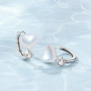 925 <b>Sterling</b> <b>Silver</b> Mermaid's Tear Droplet Heart <b>Hoop</b> <b>Earrings</b> with Moissanite-Classic Party Jewelry Factory Direct Wholesale - Product Image 3
