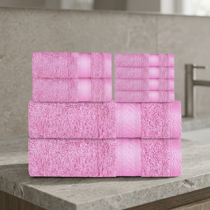 Juego de Toallas de Baño de Algodón de Color Rosa Sólido, Suaves, Absorbentes y de Secado Rápido, Esenciales para Baño, Spa y Hogar - Product Image 1