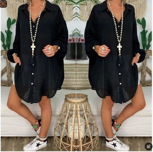 Camicia da <span class=keywords><strong>Donna</strong></span> in Cotone e Lino Tessuto 2026, Vestibilità Regolare, Maniche Lunghe, Casual, Stile Vintage, Moda Primavera Estate <span class=keywords><strong>Inverno</strong></span> - Product Image 1