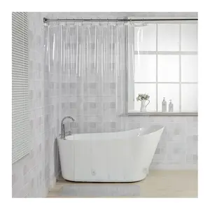 Cortina de ducha de PEVA, juego de revestimiento transparente, resistente al agua, peso ligero, 72x72