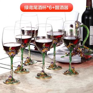 Juego de Copas de Vino Tinto de Cristal Verde de Lujo, Elegantes Copas de Esmalte con Caja de Regalo para Bodas - Product Image 4