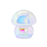 Lampe en verre en forme de champignon irisé inspirée des designers, objet d'art, sculpture éclairée par LED, décoration de table unique pour la maison et le bureau