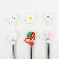 Couvre-paille en PVC mignon avec logo de dessin animé, couvre-paille en caoutchouc souple pour boissons, promotion, couvre-paille de bar à café de dessin animé