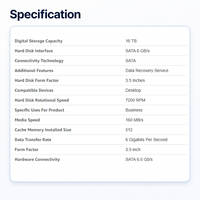 Disque dur HDD 16 To d'occasion AI 16 To ST16000VE004, disque dur interne pour système de caméra de sécurité DVR NVR