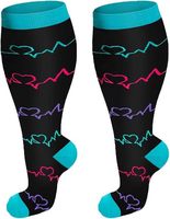 Chaussettes de compression à imprimé cœur pour personnes obèses, soutien 20-30 mmHg, chaussettes longues pour la course à pied, la randonnée et les voyages