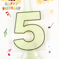 Bougie d'anniversaire à gros chiffres de nouvelle conception, mini bougie en spirale colorée, bougie numérique à fil, bougie LED musicale fluorescente pour gâteau d'anniversaire