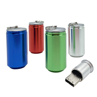 Memoria USB Metálica con Forma de Lata Personalizada con Logotipo, 64GB, Pendrive Portátil con Llavero, para Regalo Promocional Empresarial