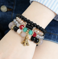 Nouvelle Tendance 2025 : Ensemble de Bijoux Bohèmes Faits Main pour Fête – Bracelet Multicouche avec Pendentif Tour