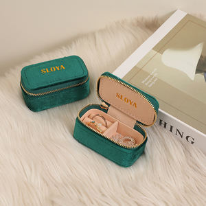 Estuche de Joyería de Terciopelo con Cierre, Rectangular, Mini, de Viaje, con Logotipo Personalizado, Portátil, para Exhibir y Guardar Collares y Aretes - Product Image 1