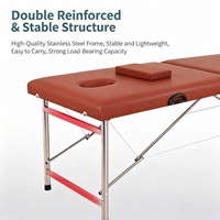 Table de massage pliable portable avec cadre en acier inoxydable, lit de spa beauté avec trou pour le visage et appui-tête pour salon de thérapie