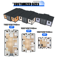 Casa Móvil de Lujo Contemporánea Personalizable de 20 pies, Casa Prefabricada de 3 Dormitorios, Villa Expandible con Paneles Sándwich