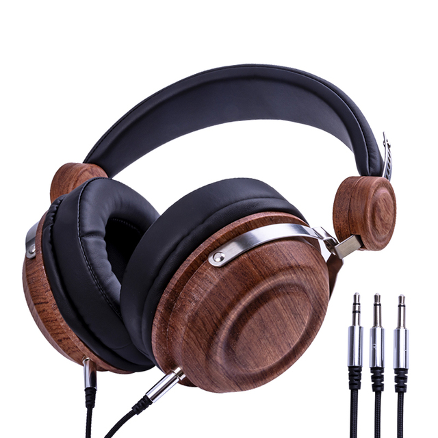 New Arrival DJ Headphones With 50mm Driver Unit Deep Bass Stereo Wood Headset With Microphone