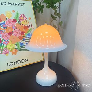 Cross-border Danish Nordic Cream Style Table Lamp Portable Rechargeable Mushroom Modern <b>Touch</b> Bedroom <b>Bedside</b> Decor Night <b>Light</b> - Product Image 4