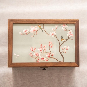 Petite boîte à bijoux en bois brodée Su - Mini ICH Artisanat <span class=keywords><strong>de</strong></span> luxe exquis, cadeau idéal pour ranger boucles d'oreilles et bagues - Product Image 4