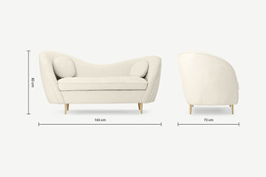 Sans Offre Spéciale <span class=keywords><strong>Causeuse</strong></span> <span class=keywords><strong>2</strong></span> <span class=keywords><strong>places</strong></span> en tissu blanc à pieds dorés Canapé de salon - Product Image 6