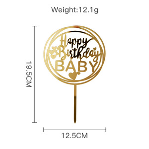 Decorazione per Torta '<span class=keywords><strong>Buon</strong></span> <span class=keywords><strong>Compleanno</strong></span> Papà' in Acrilico Dorato a Specchio, Segnaposto per Torta '<span class=keywords><strong>Buon</strong></span> <span class=keywords><strong>Compleanno</strong></span> Papà', Decorazioni Fai-da-Te per Dessert - Product Image 2